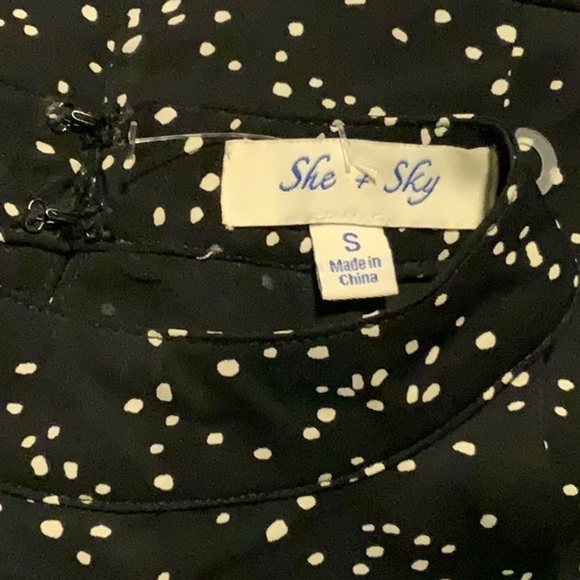 She Sky Black White Polka Dot Tie Front Sleeveless - Picture 4 of 4